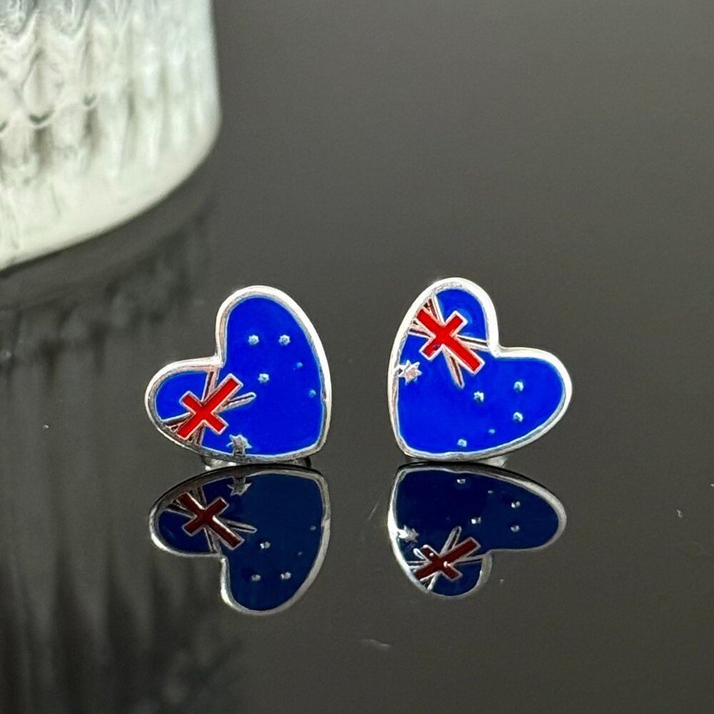 Australia Heart Earrings S925 Sterling Silver Handmade Ear Stud